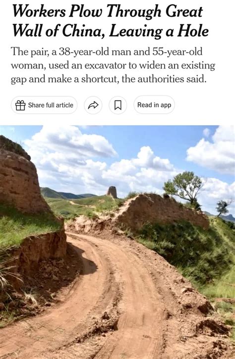 Workers Plow Through Great Wall of China, Leaving a Hole 